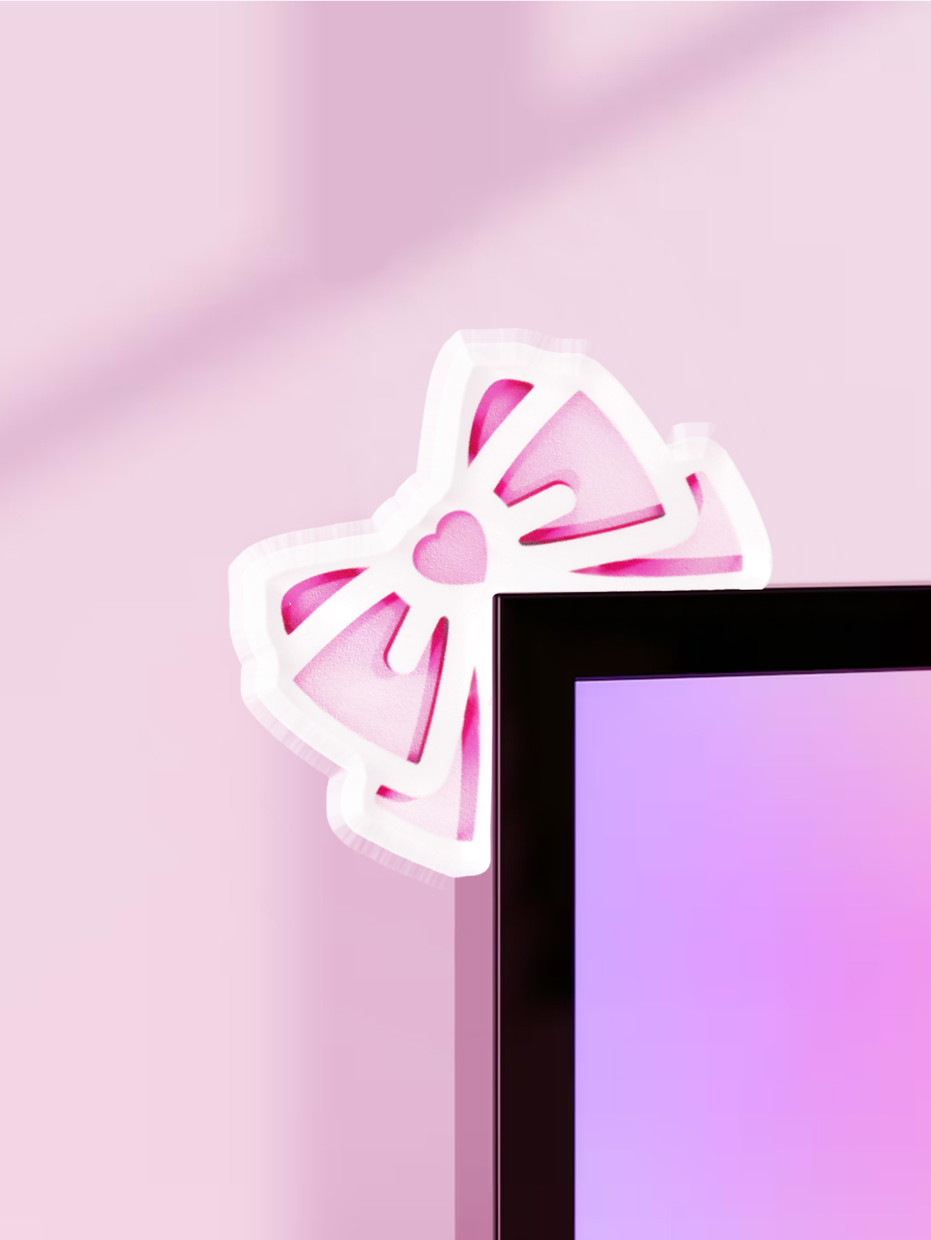 Pc Gaming Pink - Kawaii Bow Monitor Décor Rose Acrylique