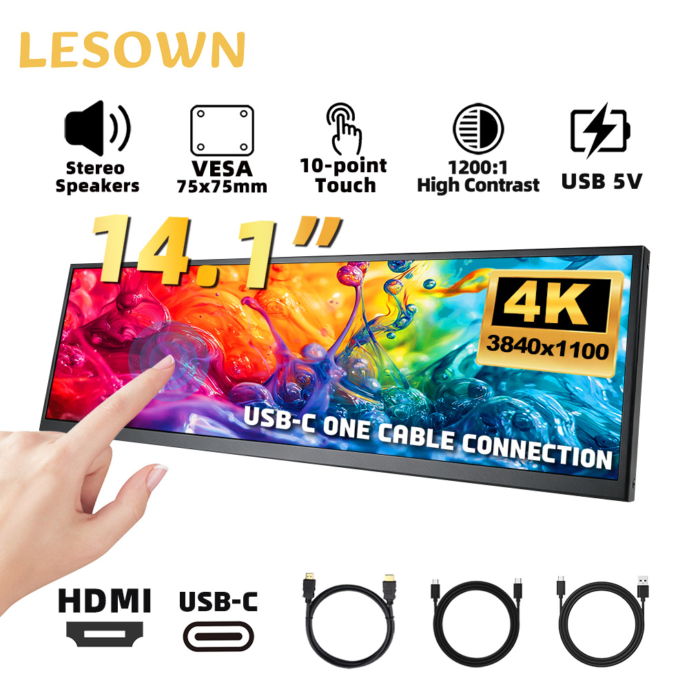 Pc Gaming Ultrawide Monitor - Écran portable LESOWN pour PC, moniteur
