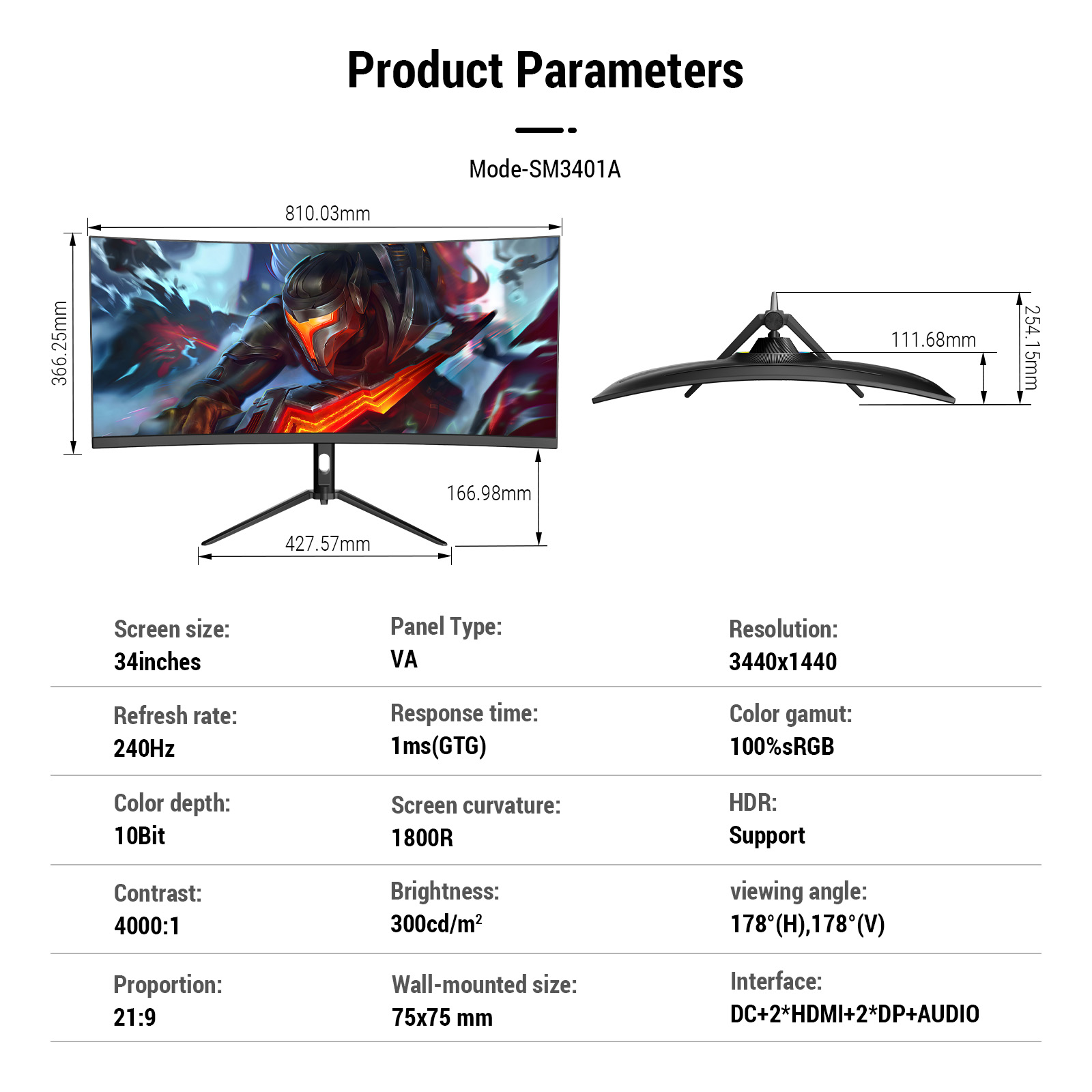 Écran 34 pouces 4K, écrans LCD - Pc Gaming Ultrawide Monitor avis et prix